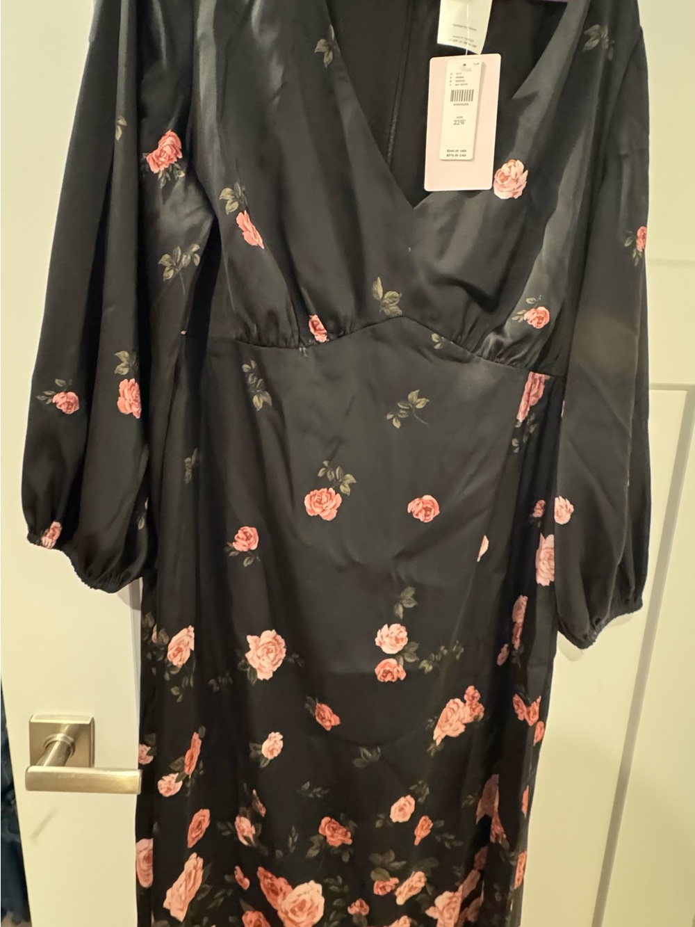 BHLDN Floral V-Neck Long Sleeve Women's Dress